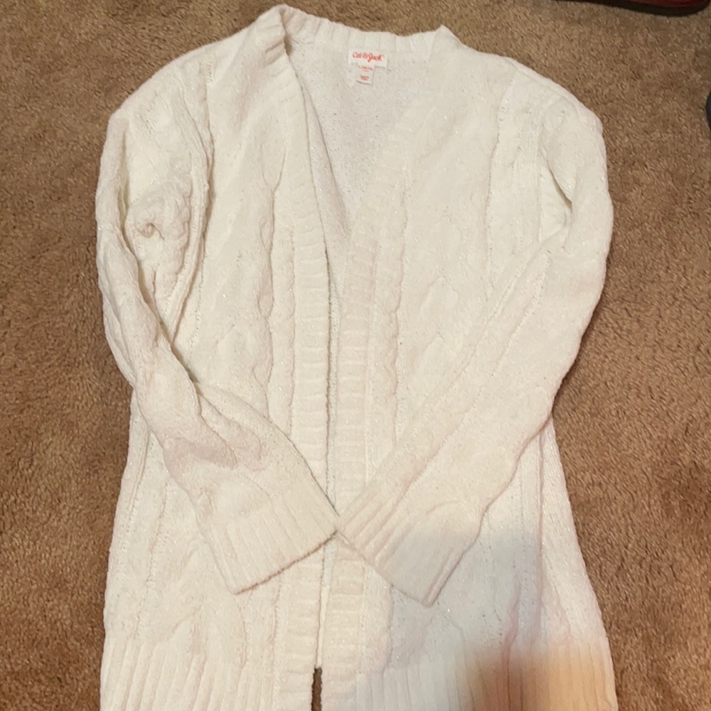 White and sparkly soft sweater polyester kids large